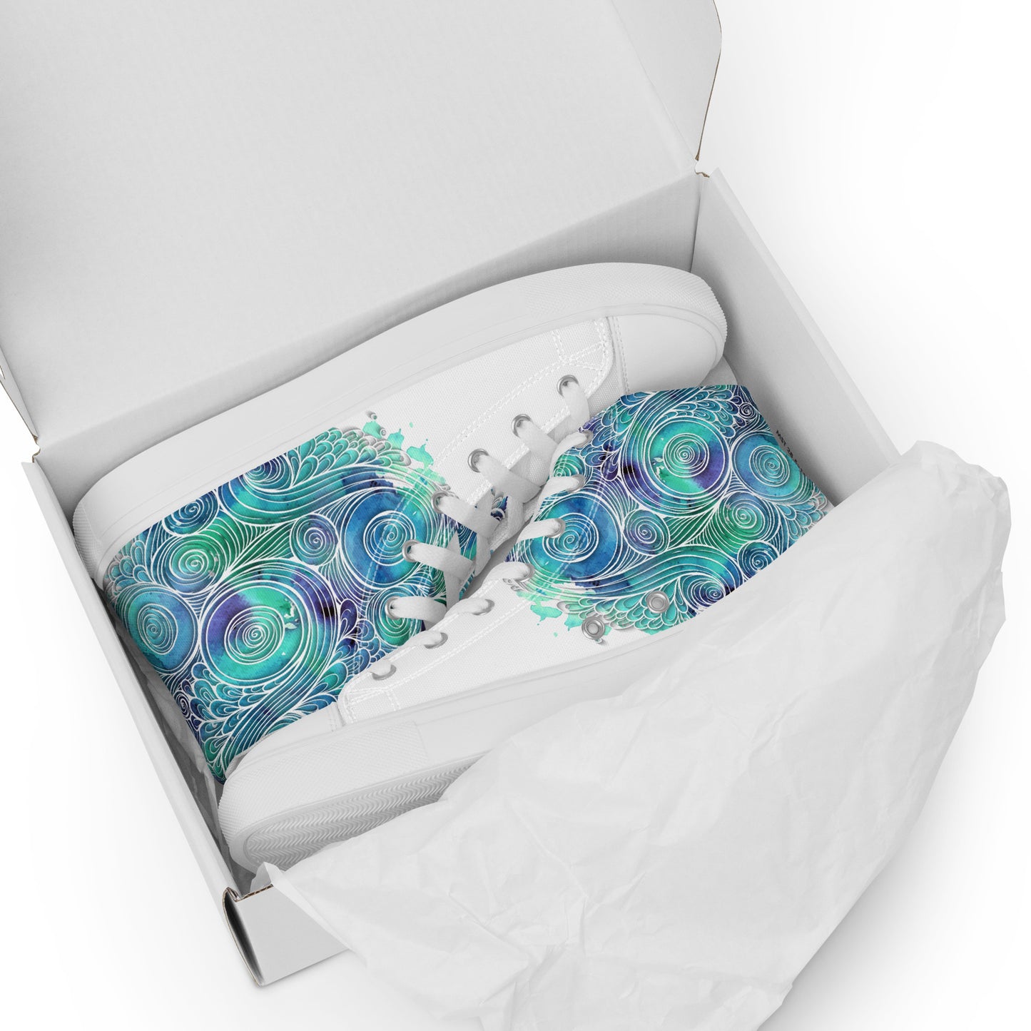 Blue Splash Women's High Top Custom Sneakers