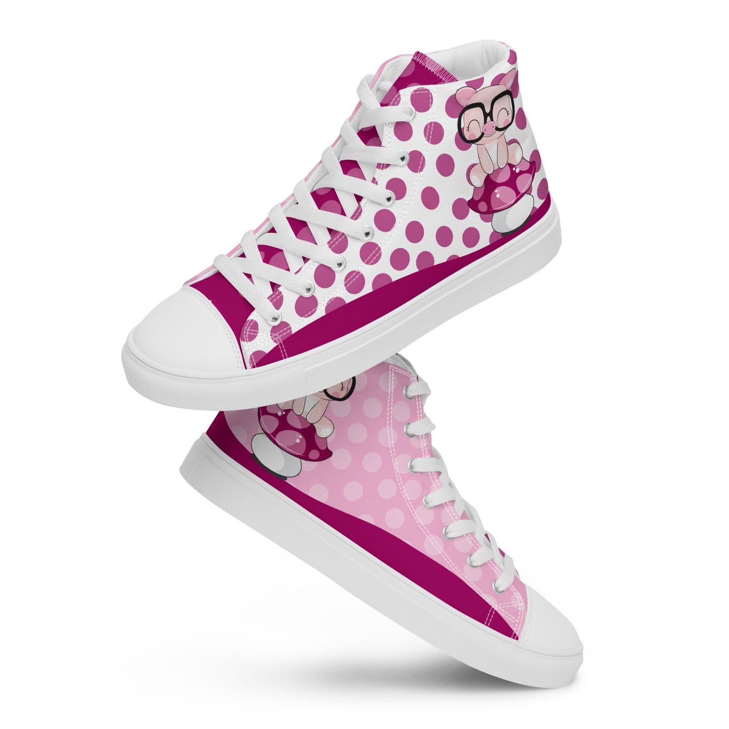 Cute Pig polka-dot Women's High Top Custom Sneakers