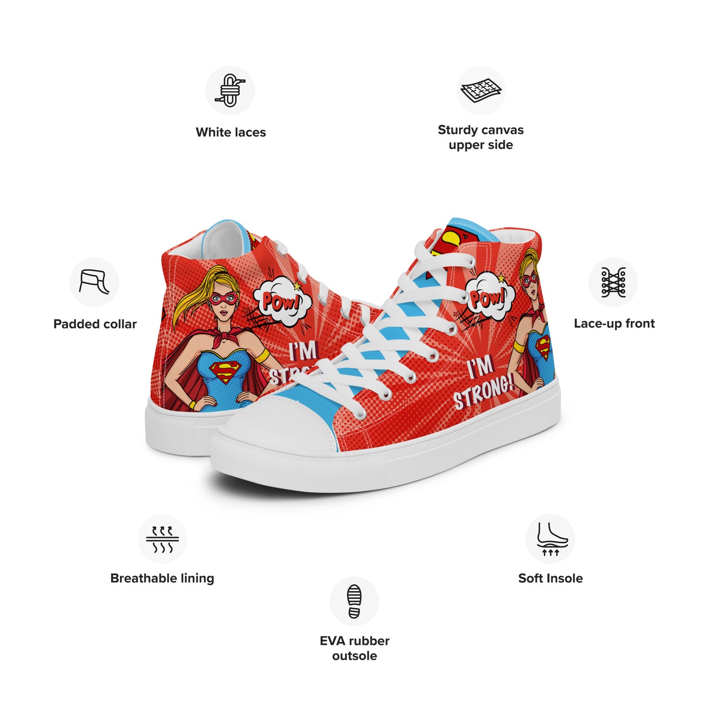 Supergirl Pop-Art Women's High Top Custom Sneakers