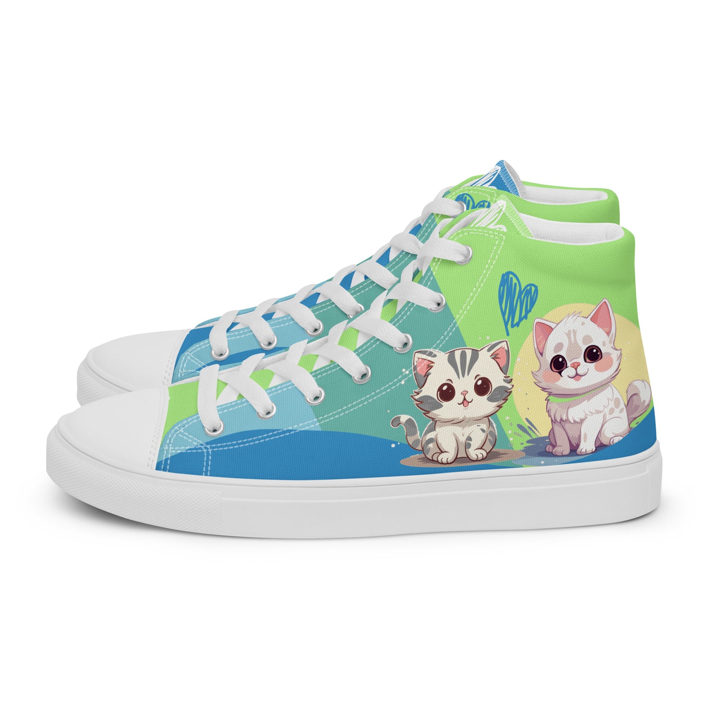 Cute Cats Blue Green Women's High Top Custom Sneakers