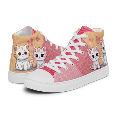 Cute Cats Pink Orange Women's High Top Custom Sneakers