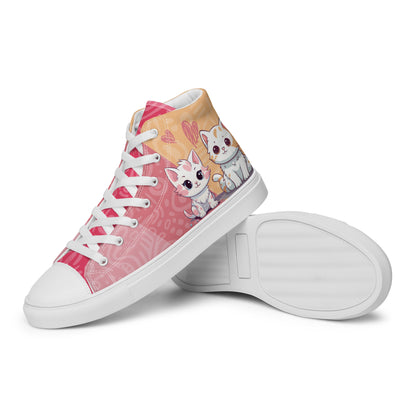 Cute Cats Pink Orange Women's High Top Custom Sneakers