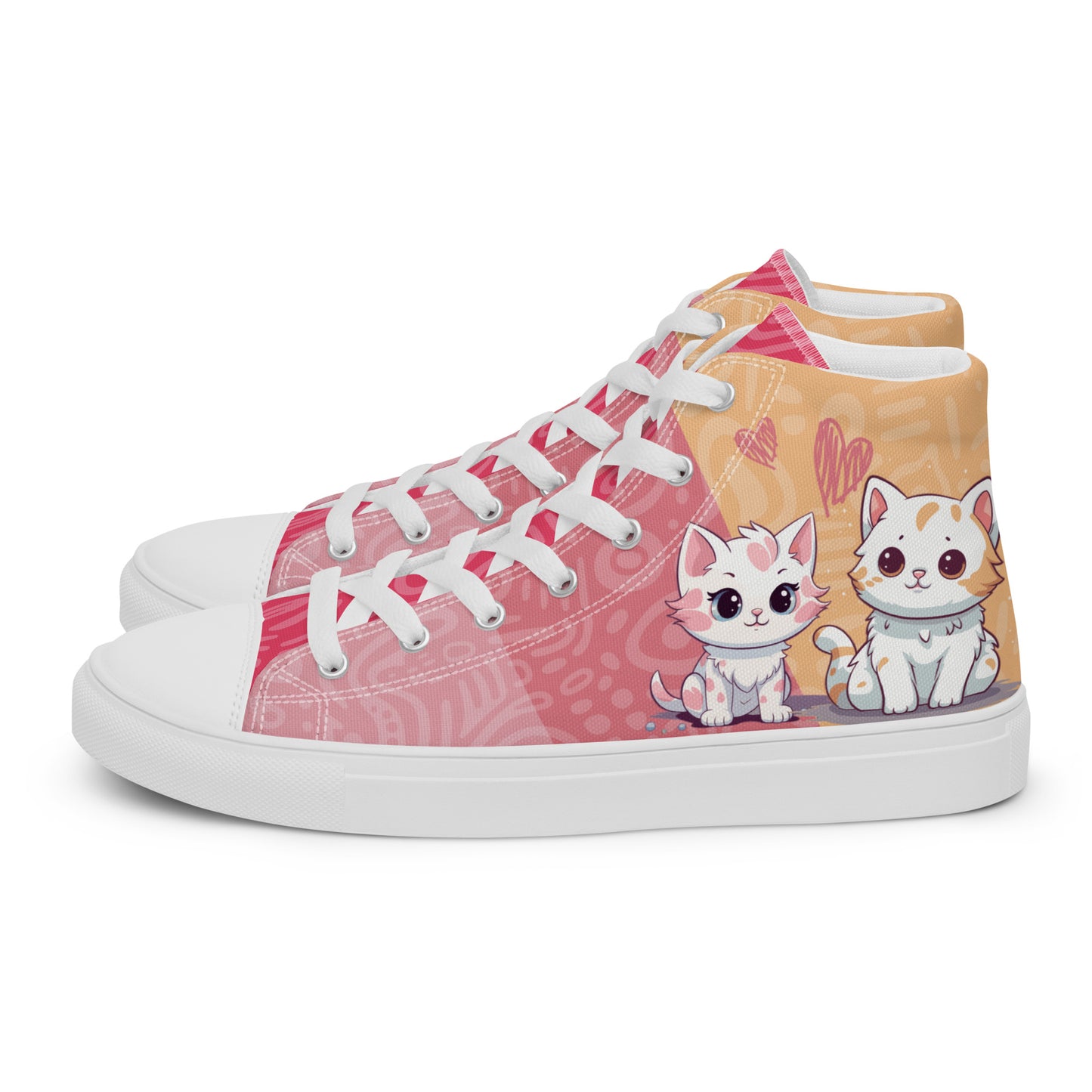 Cute Cats Pink Orange Women's High Top Custom Sneakers