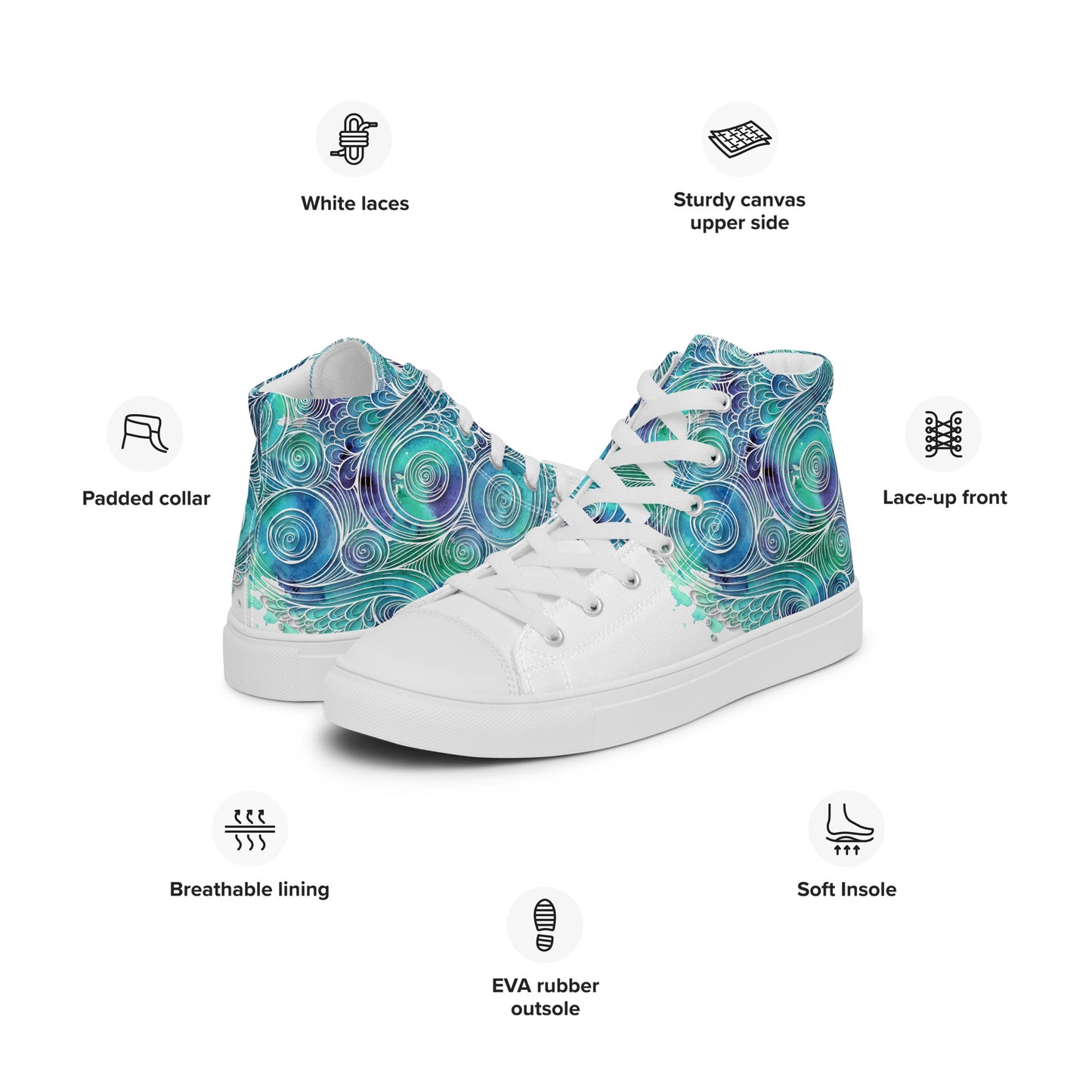 Blue Splash Women's High Top Custom Sneakers