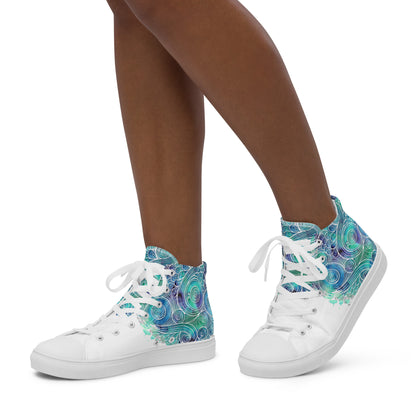 Blue Splash Women's High Top Custom Sneakers