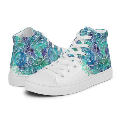 Blue Splash Women's High Top Custom Sneakers