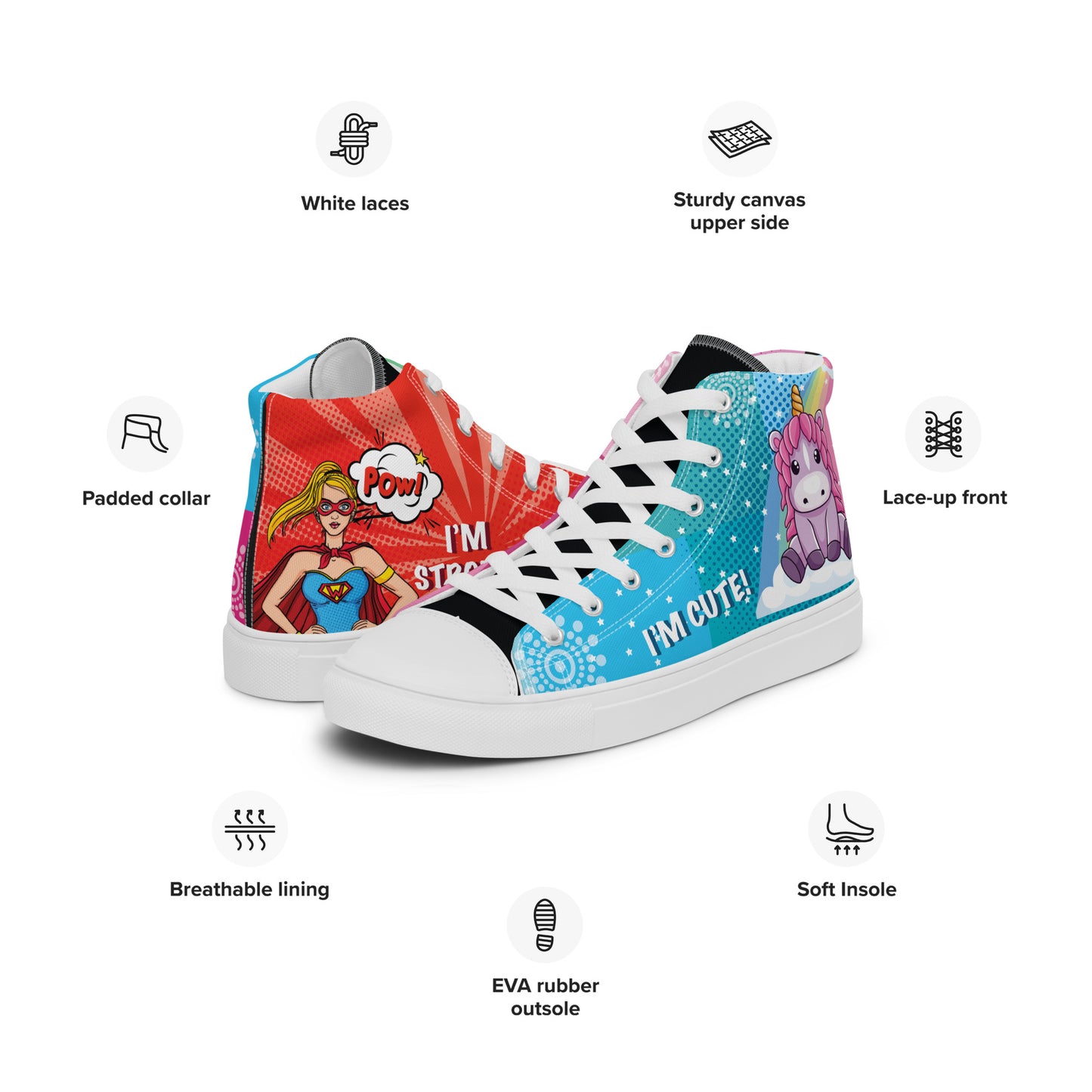 Colourful Cartoons Women's High Top Custom Sneakers