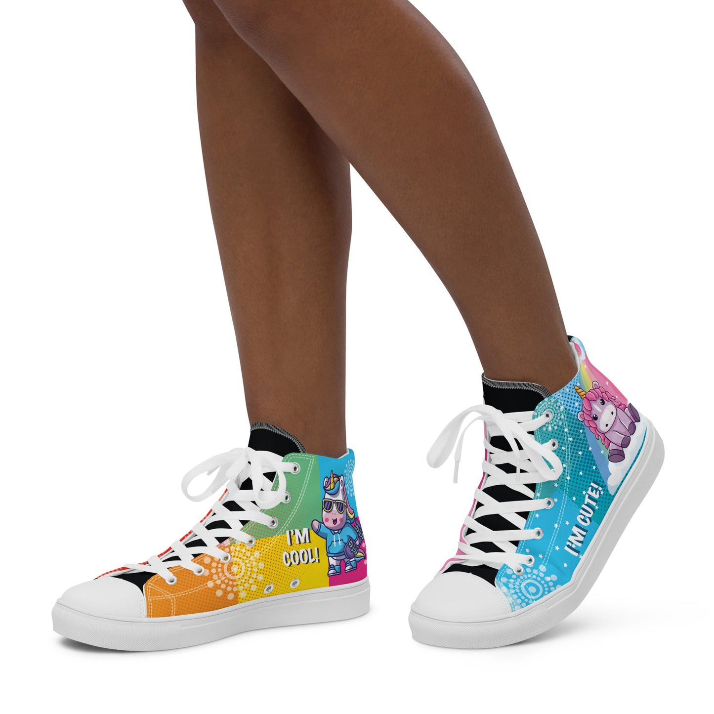 Colourful Cartoons Women's High Top Custom Sneakers