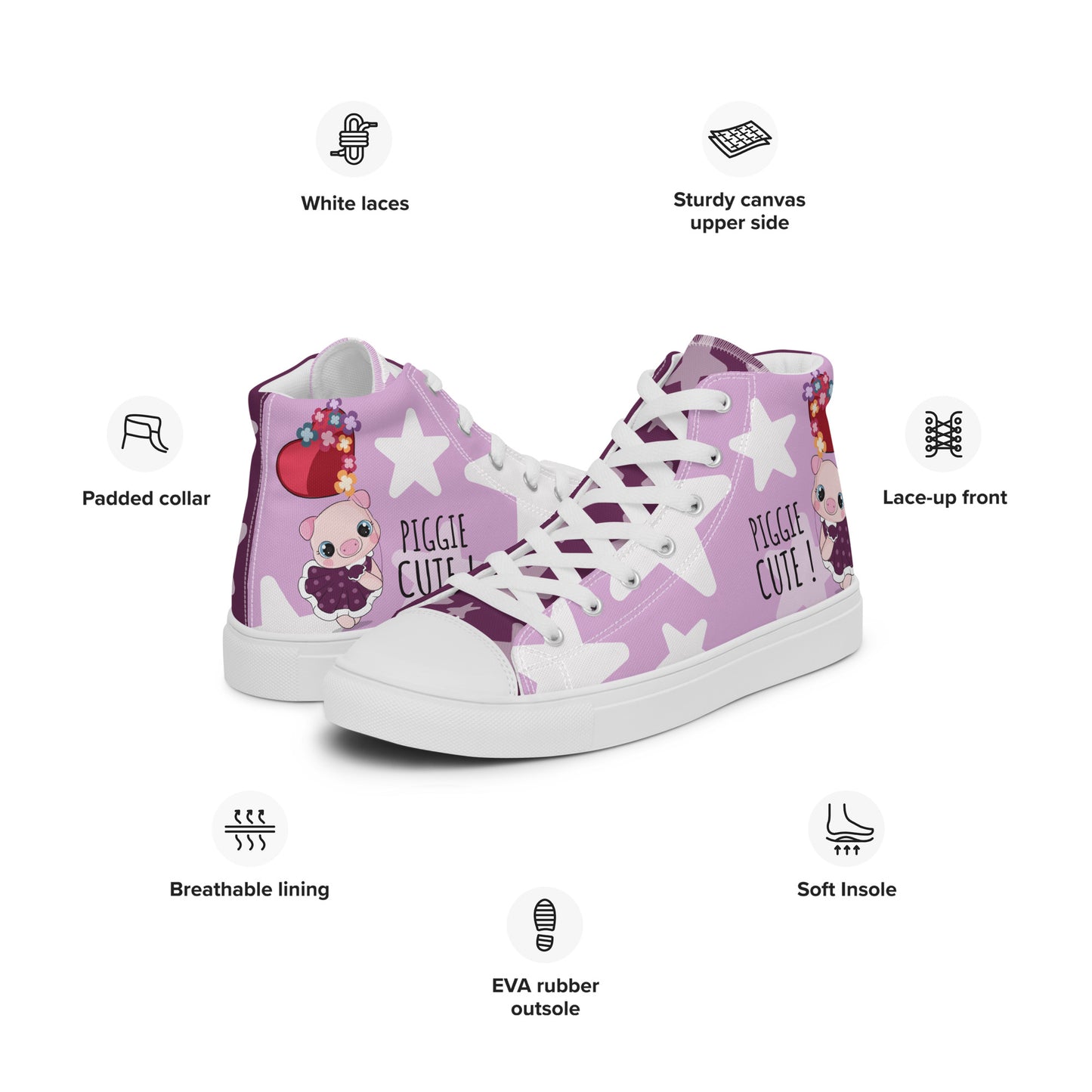 Cutie Pig Women's High Top Custom Sneakers