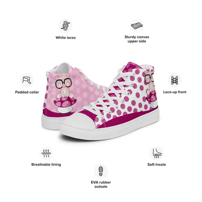 Cute Pig polka-dot Women's High Top Custom Sneakers