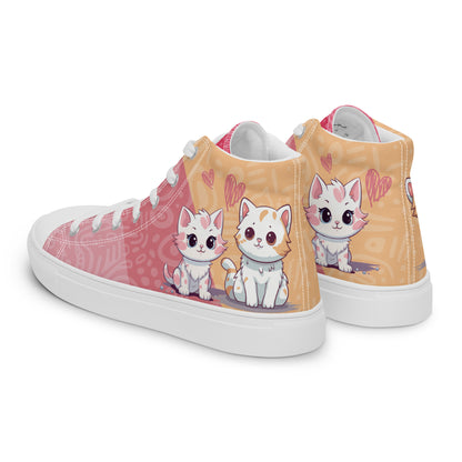 Cute Cats Pink Orange Women's High Top Custom Sneakers