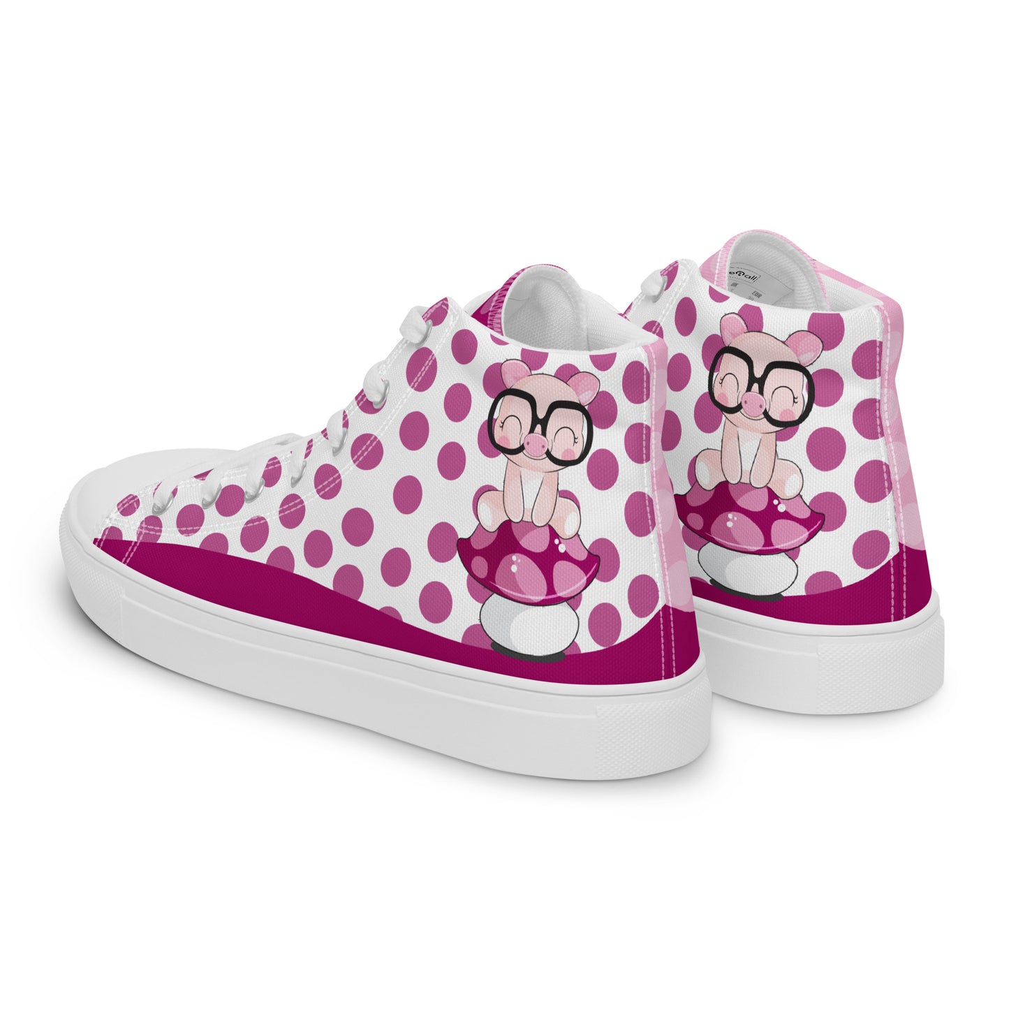 Cute Pig polka-dot Women's High Top Custom Sneakers