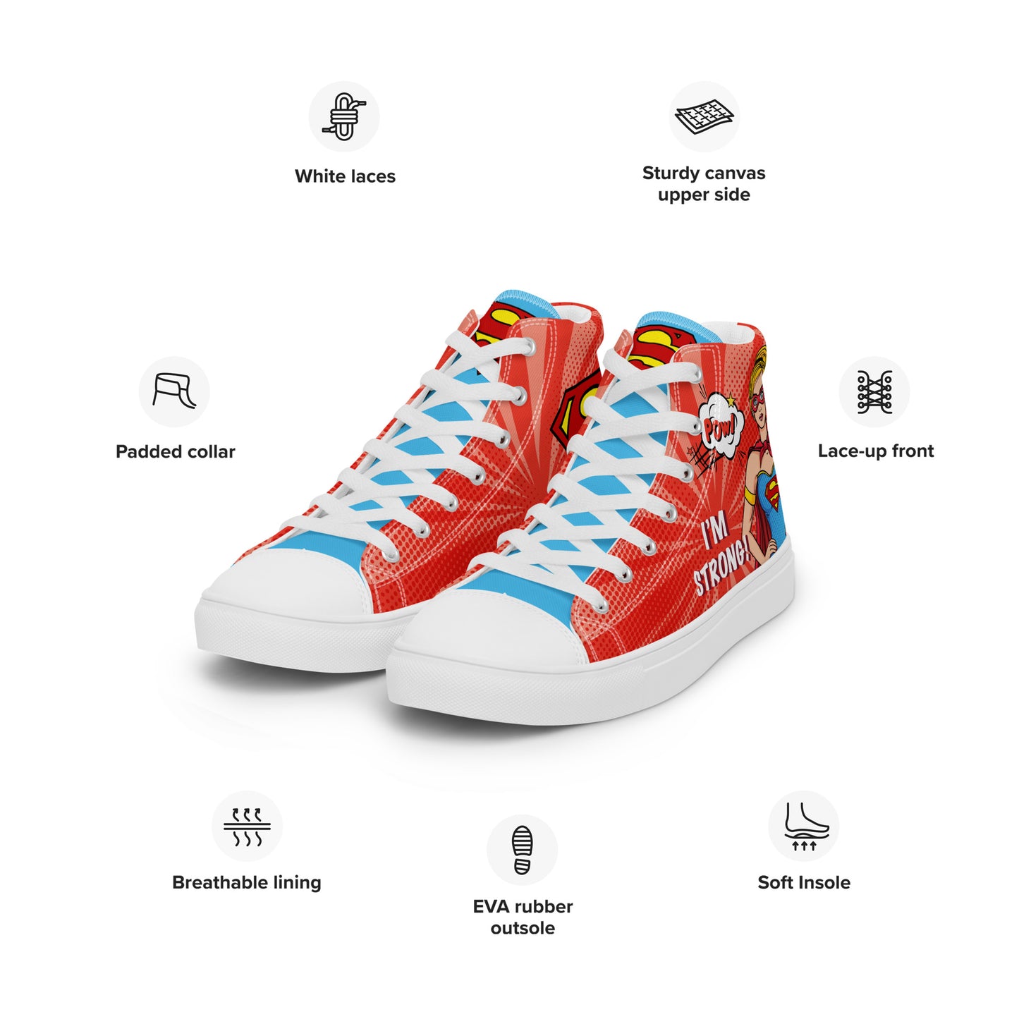 Supergirl Pop-Art Women's High Top Custom Sneakers