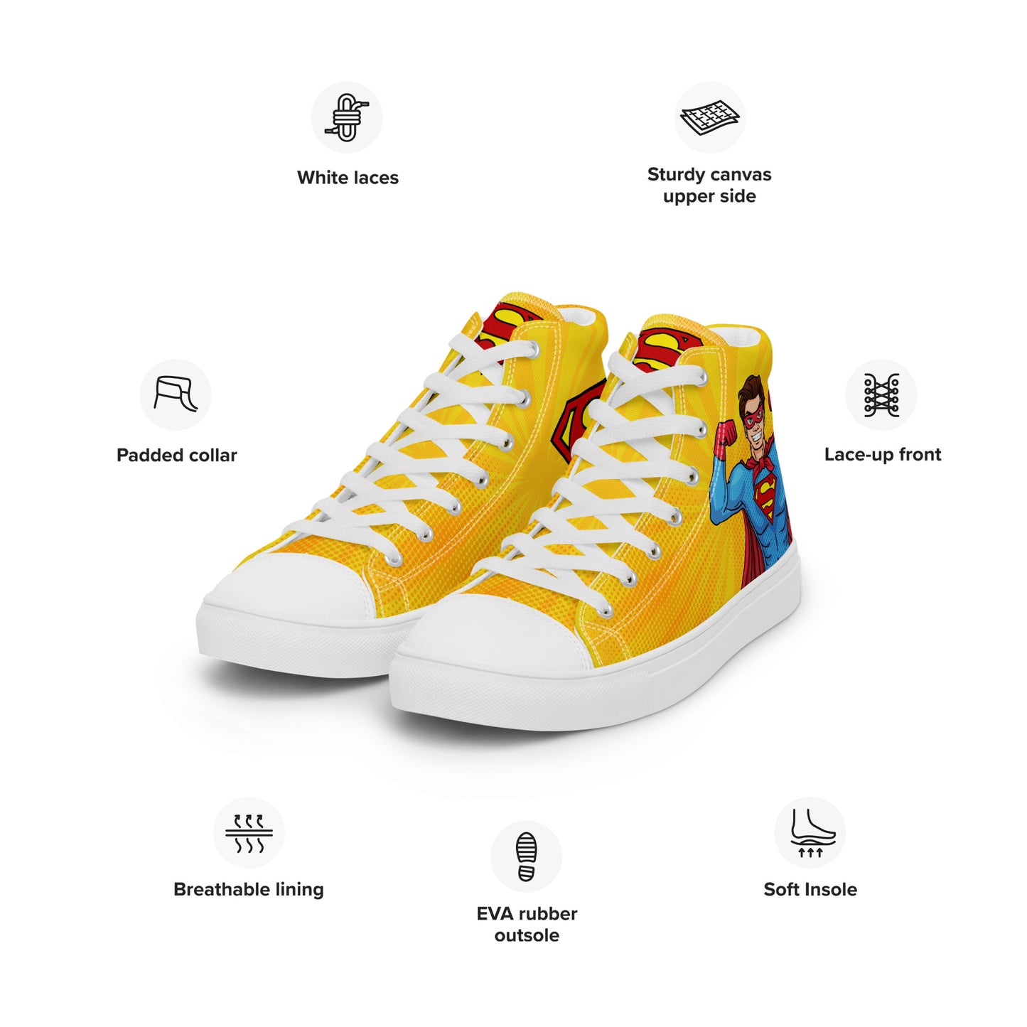 Superman Yellow Women's High Top Custom Sneakers