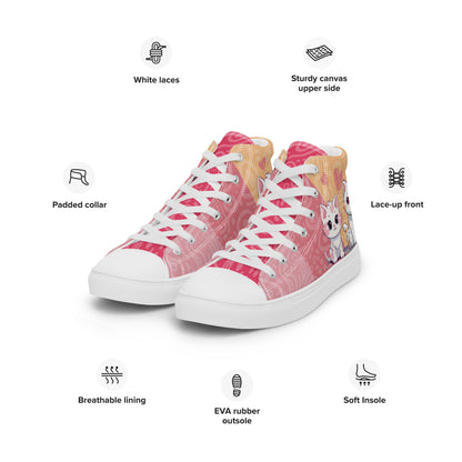 Cute Cats Pink Orange Women's High Top Custom Sneakers