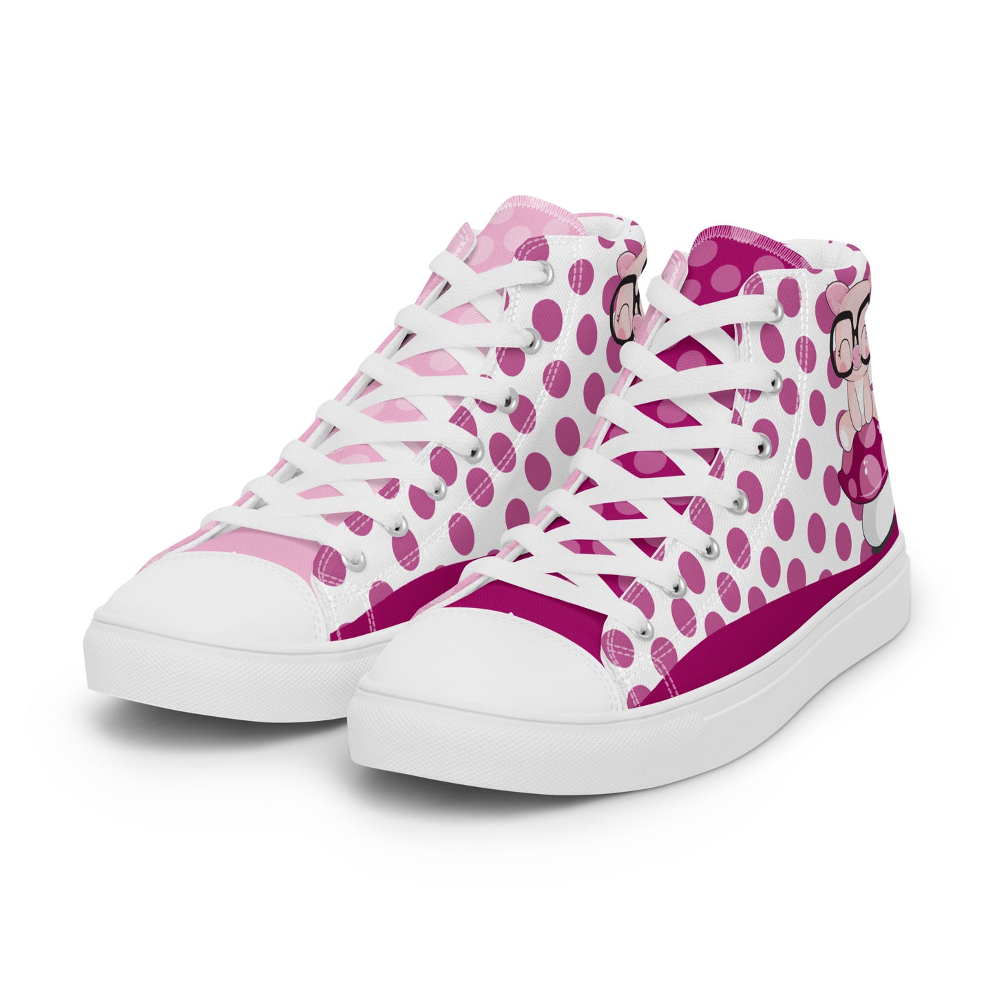 Cute Pig polka-dot Women's High Top Custom Sneakers