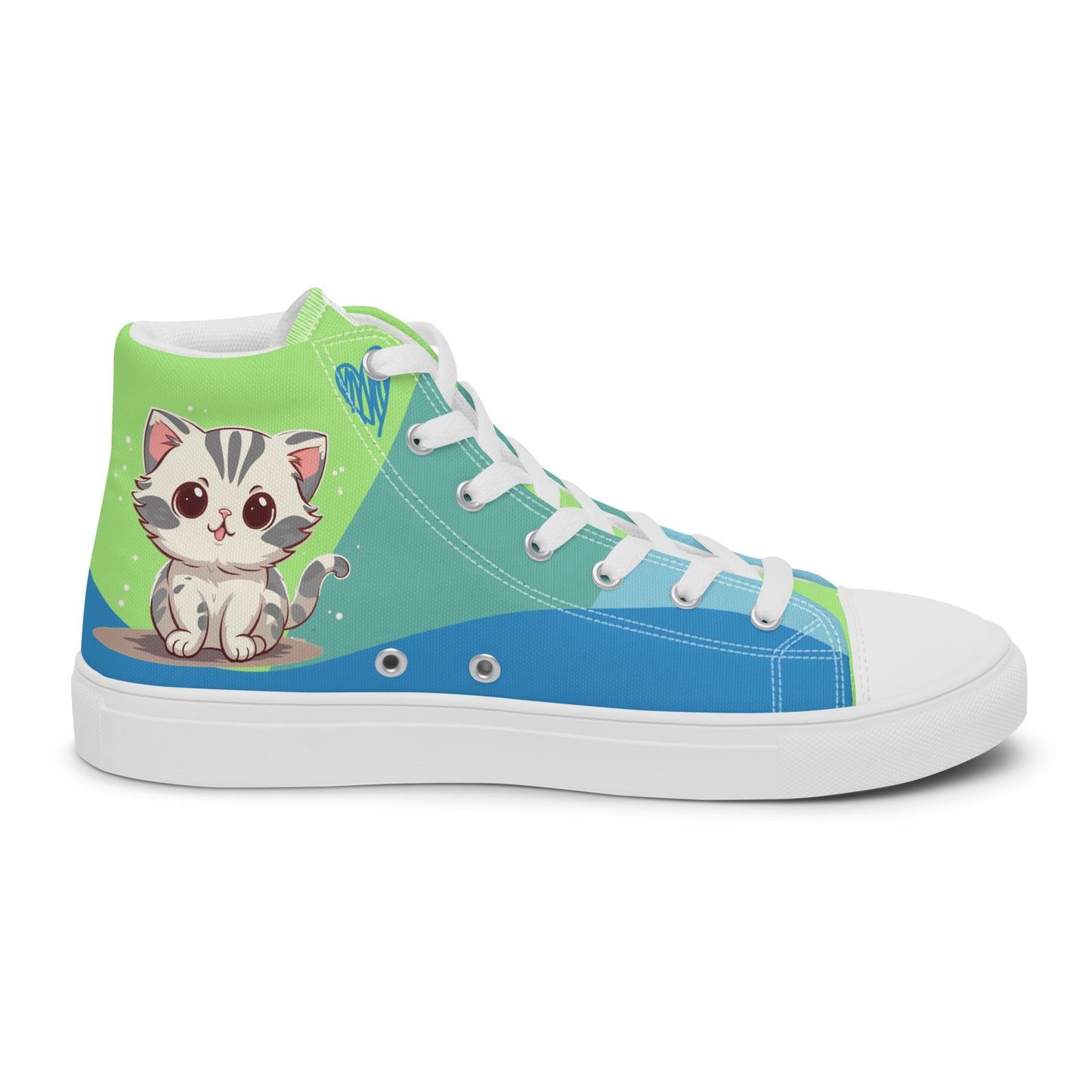 Cute Cats Blue Green Women's High Top Custom Sneakers