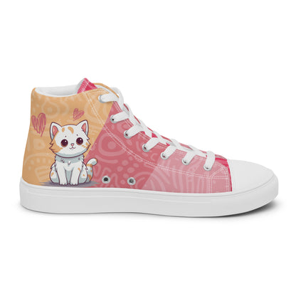 Cute Cats Pink Orange Women's High Top Custom Sneakers