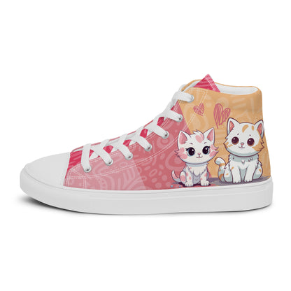 Cute Cats Pink Orange Women's High Top Custom Sneakers