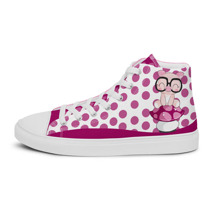 Cute Pig polka-dot Women's High Top Custom Sneakers