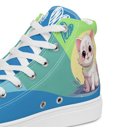 Cute Cats Blue Green Women's High Top Custom Sneakers