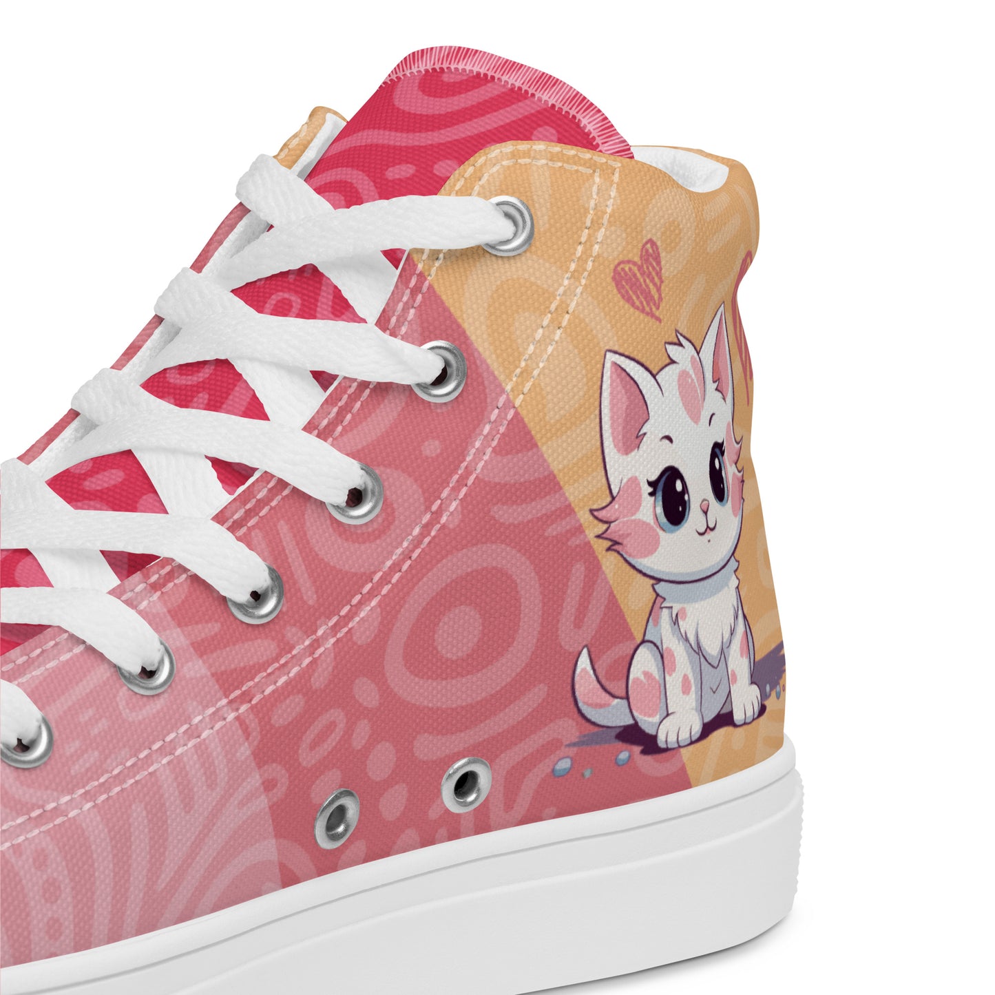 Cute Cats Pink Orange Women's High Top Custom Sneakers