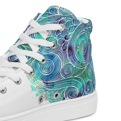 Blue Splash Women's High Top Custom Sneakers