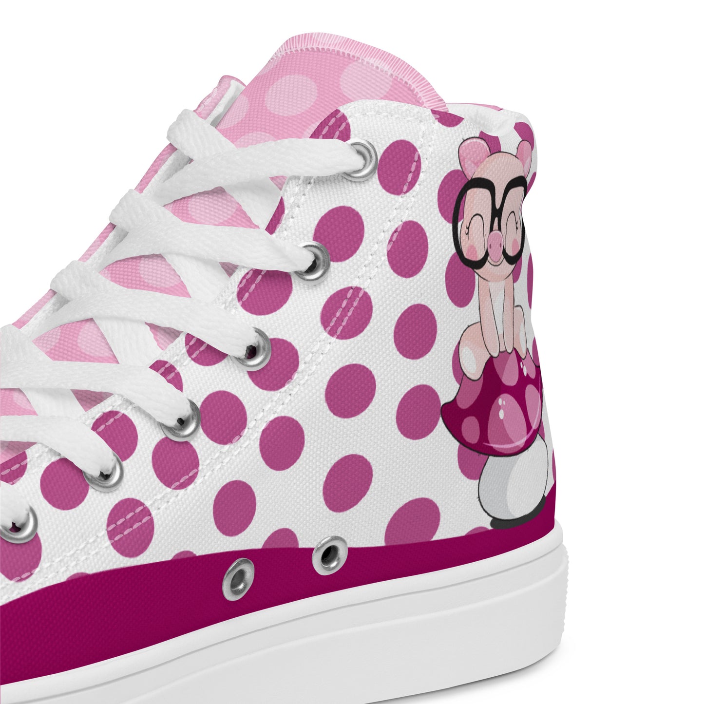 Cute Pig polka-dot Women's High Top Custom Sneakers