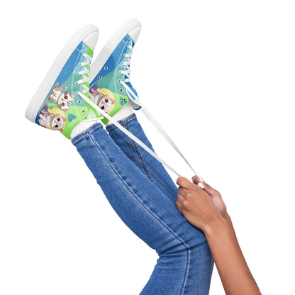 Cute Cats Blue Green Women's High Top Custom Sneakers