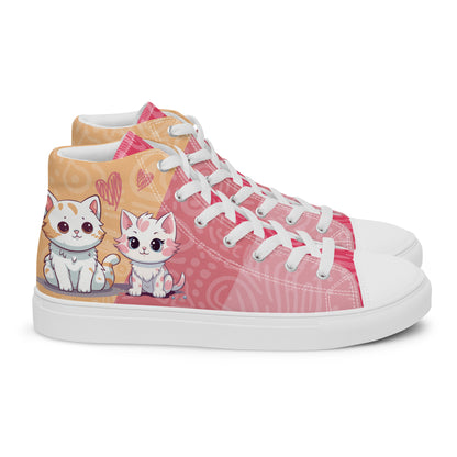 Cute Cats Pink Orange Women's High Top Custom Sneakers