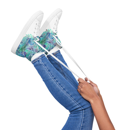 Blue Splash Women's High Top Custom Sneakers