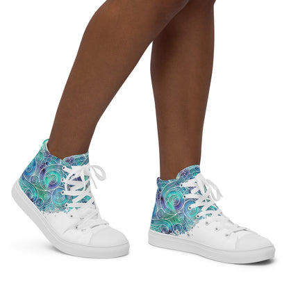 Blue Splash Women's High Top Custom Sneakers