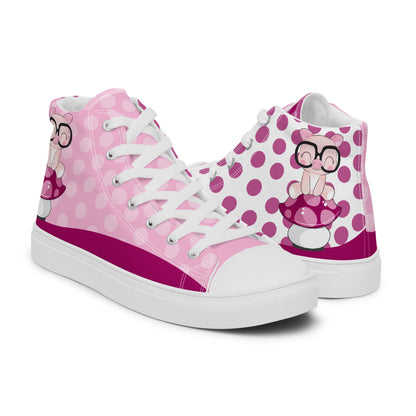 Cute Pig polka-dot Women's High Top Custom Sneakers