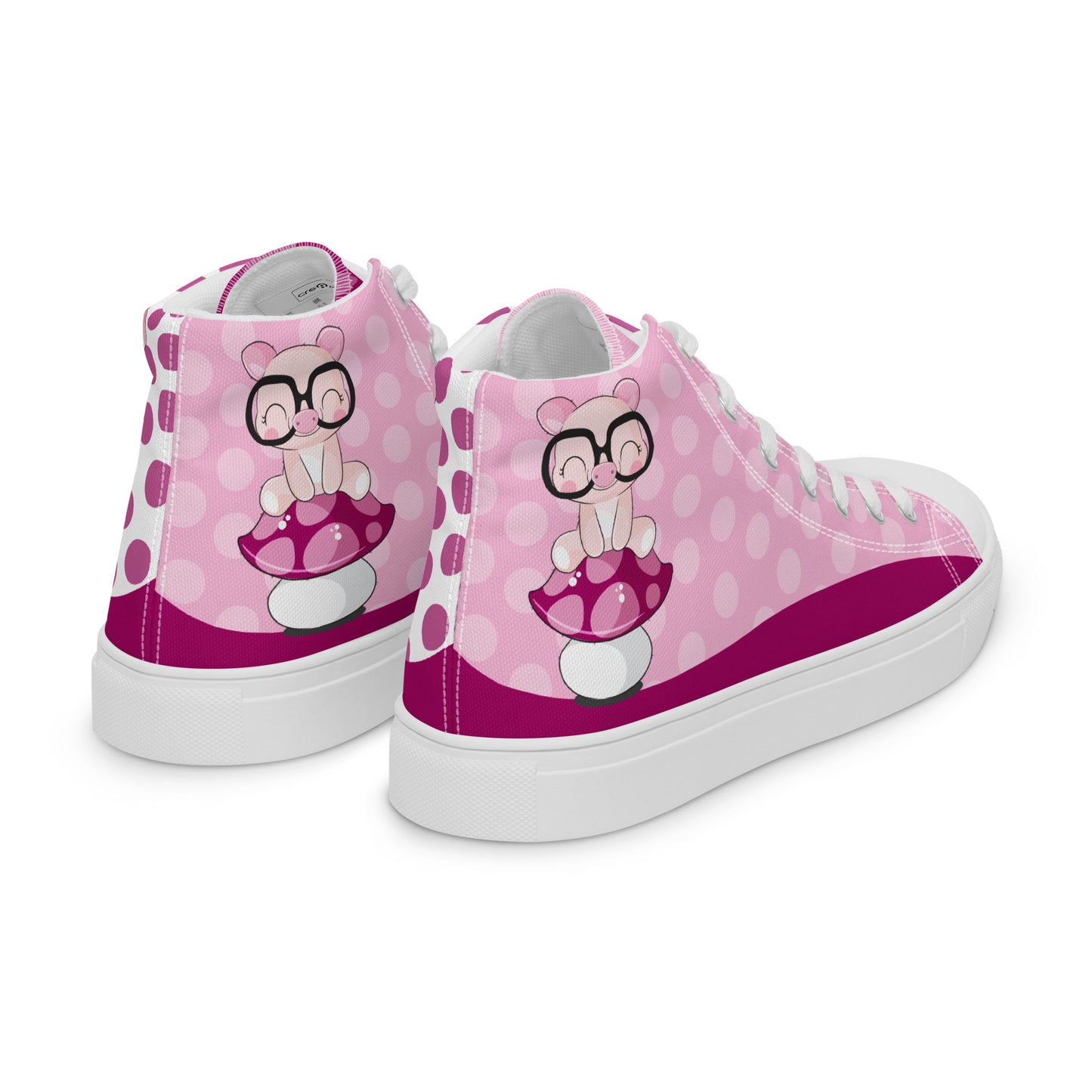 Cute Pig polka-dot Women's High Top Custom Sneakers