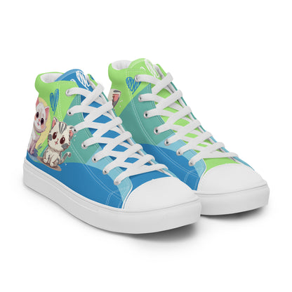 Cute Cats Blue Green Women's High Top Custom Sneakers