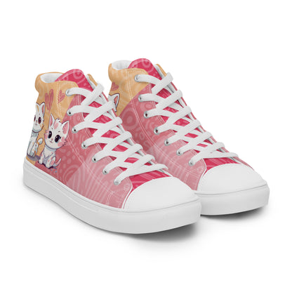 Cute Cats Pink Orange Women's High Top Custom Sneakers