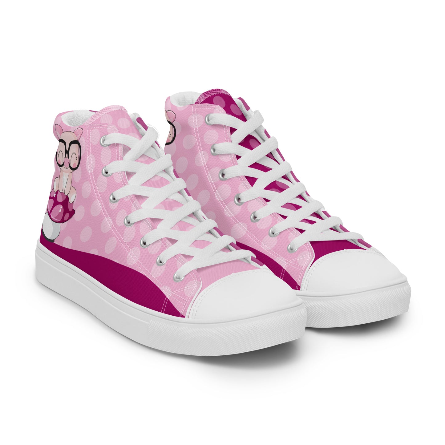 Cute Pig polka-dot Women's High Top Custom Sneakers