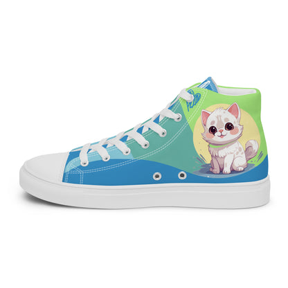 Cute Cats Blue Green Women's High Top Custom Sneakers