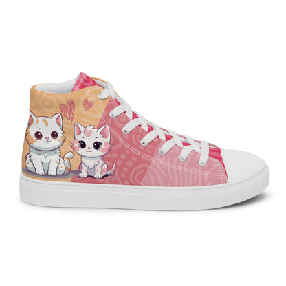 Cute Cats Pink Orange Women's High Top Custom Sneakers