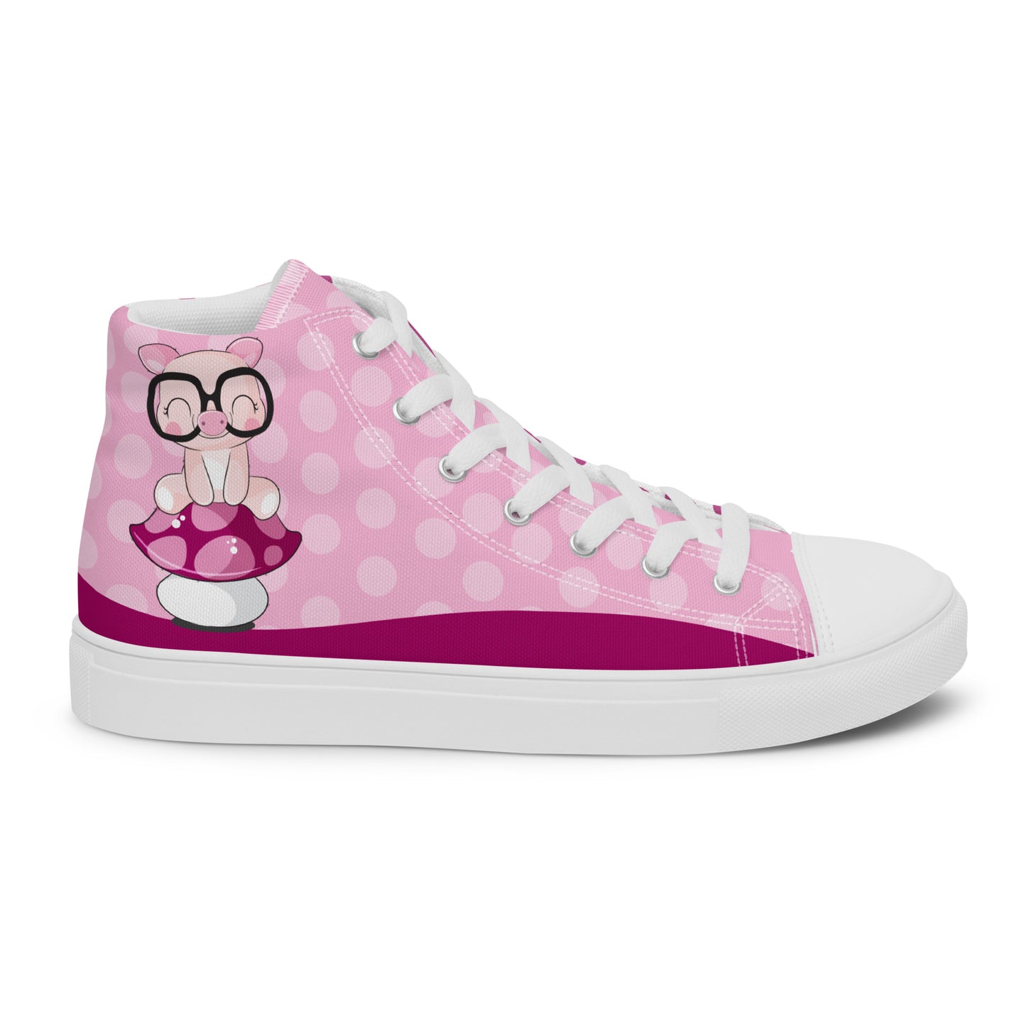 Cute Pig polka-dot Women's High Top Custom Sneakers