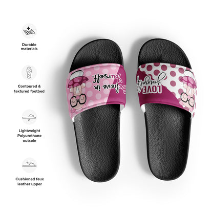 Pink Polka Dot Mushroom Women's Slides