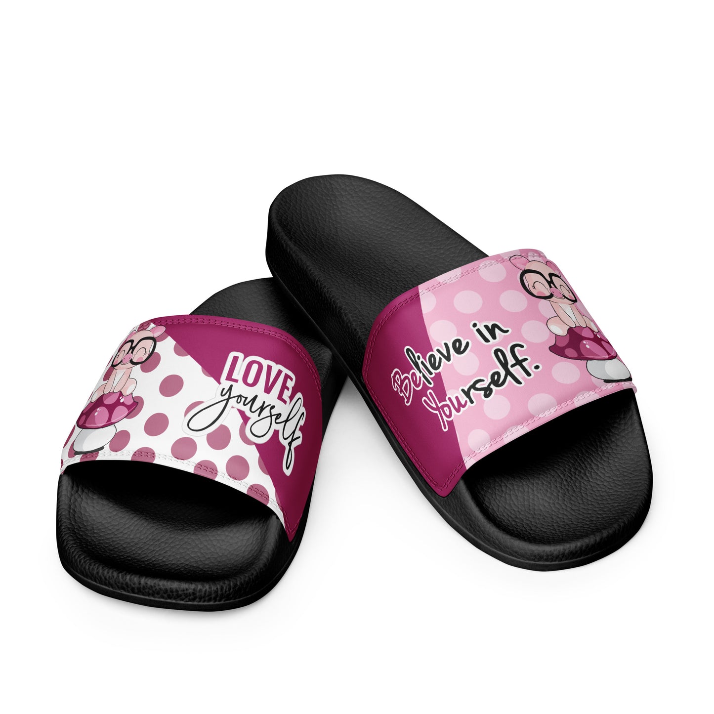 Pink Polka Dot Mushroom Women's Slides