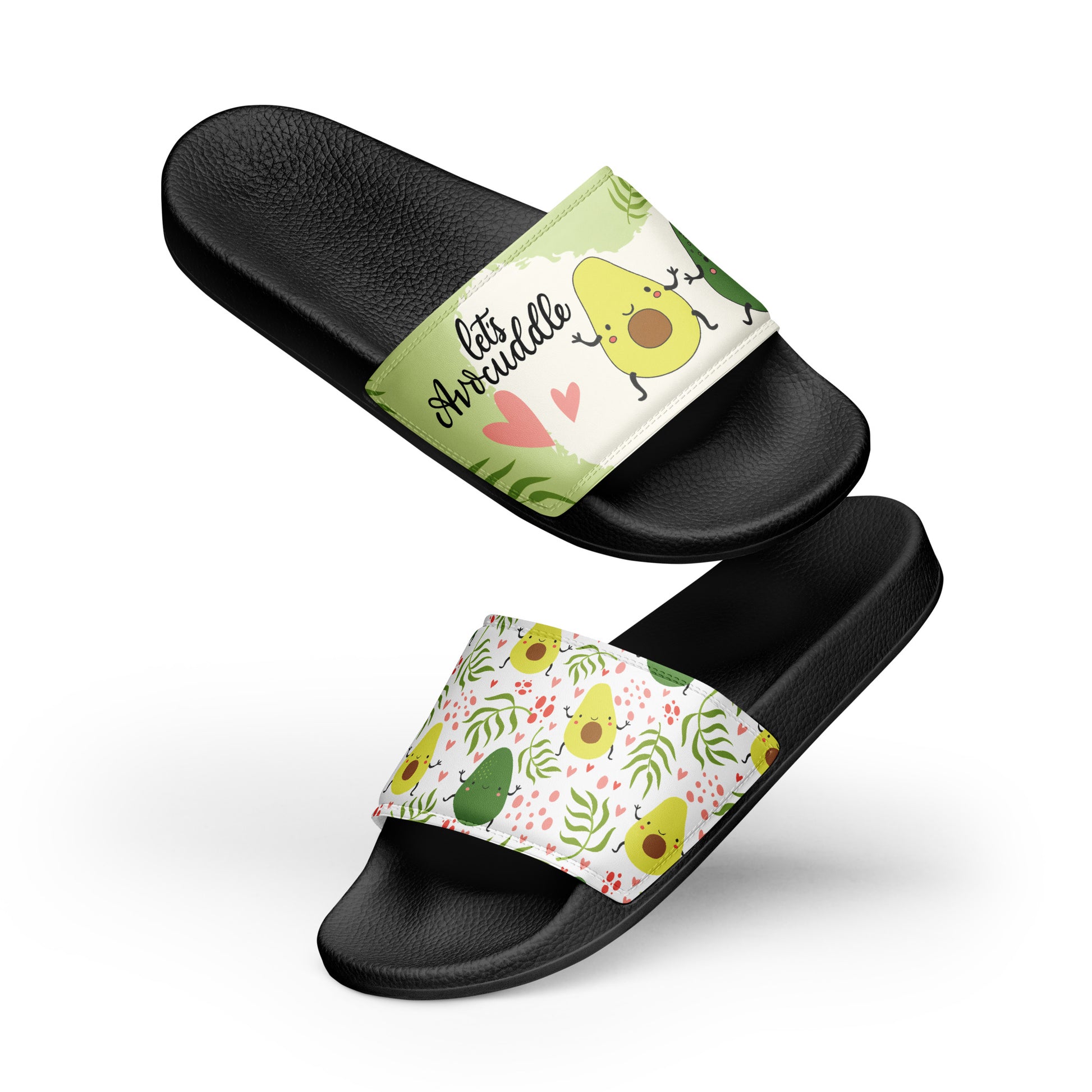 womens slides black front