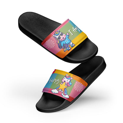 womens slides black front