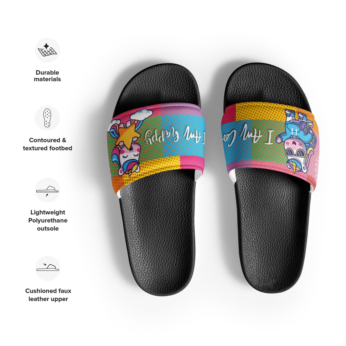 Colorful Unicorn and Cow Women's Slides