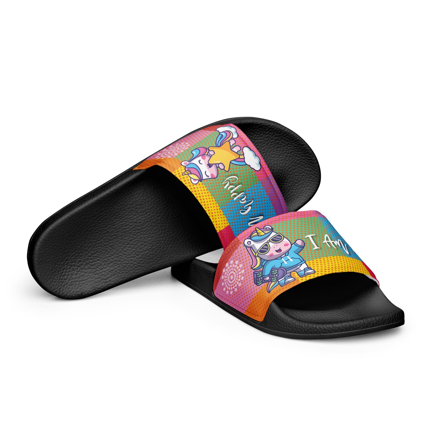 Colorful Unicorn and Cow Women's Slides