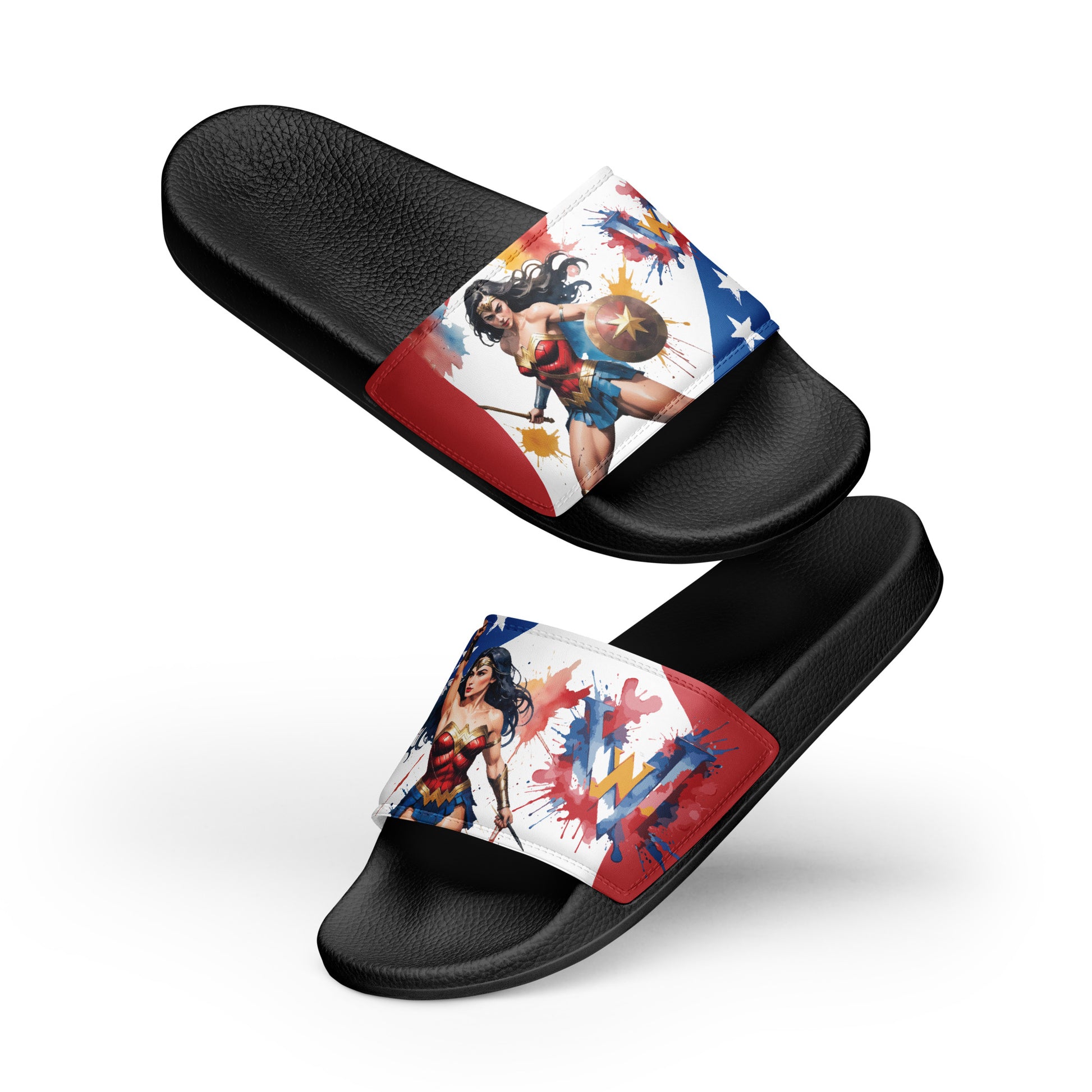 womens slides black front