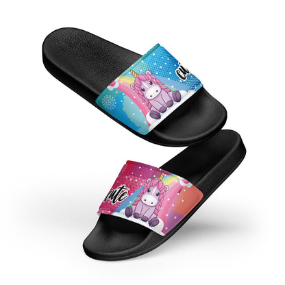 womens slides black front