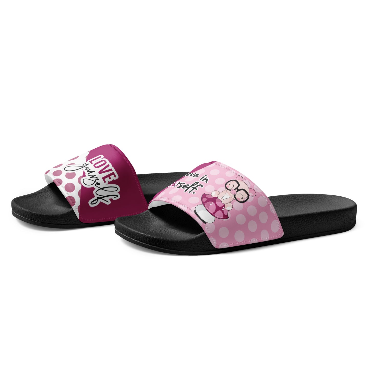 Pink Polka Dot Mushroom Women's Slides