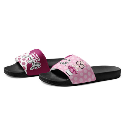 Pink Polka Dot Mushroom Women's Slides